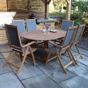 Turnbury Extending Dining Set - 6 Henley Textylene Recliners